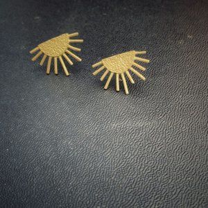Sunburst Brass Boho Stud Earrings